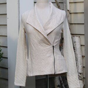 Dolan Left Coast Anthropologie Oatmeal Knit Quilted Sleeve Moto Jacket Sz SMALL